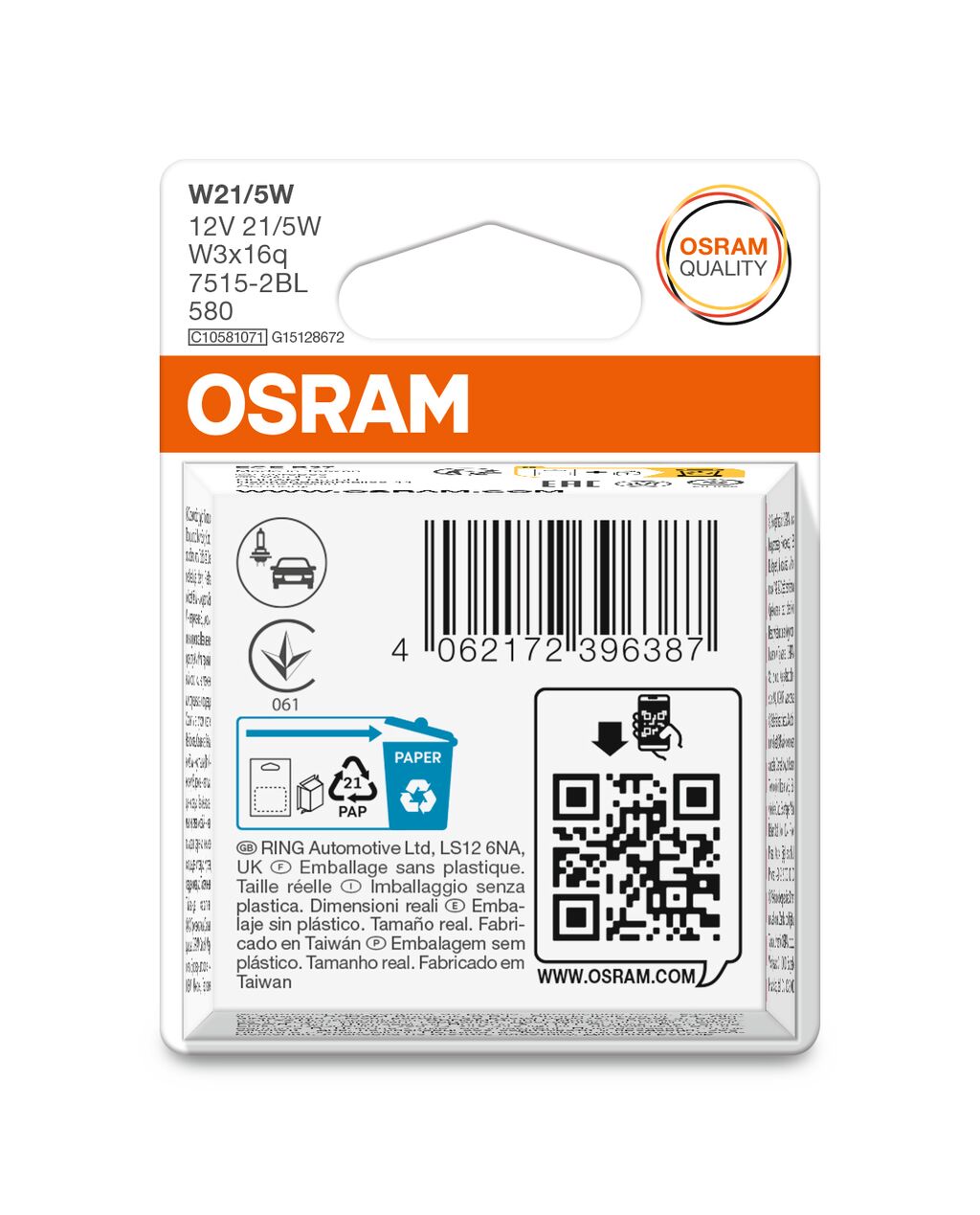 OSRAM ORIGINAL 7515-2BL W21/5W W3x16q 12V 21/5W