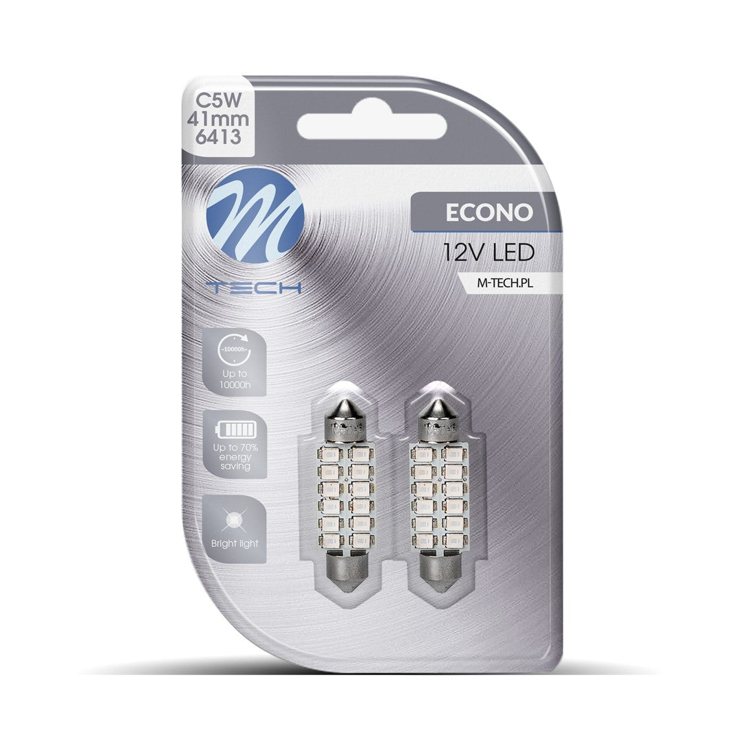 Blister 2x Diode LED L030 - C5W 41mm 12xSMD5050 Blau 12V