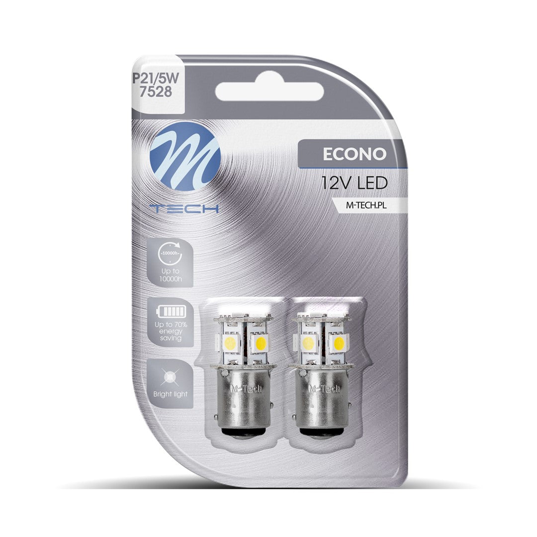 Blister 2x Diode LED L089 - BAY15d 8xSMD5050 Weiß 12V
