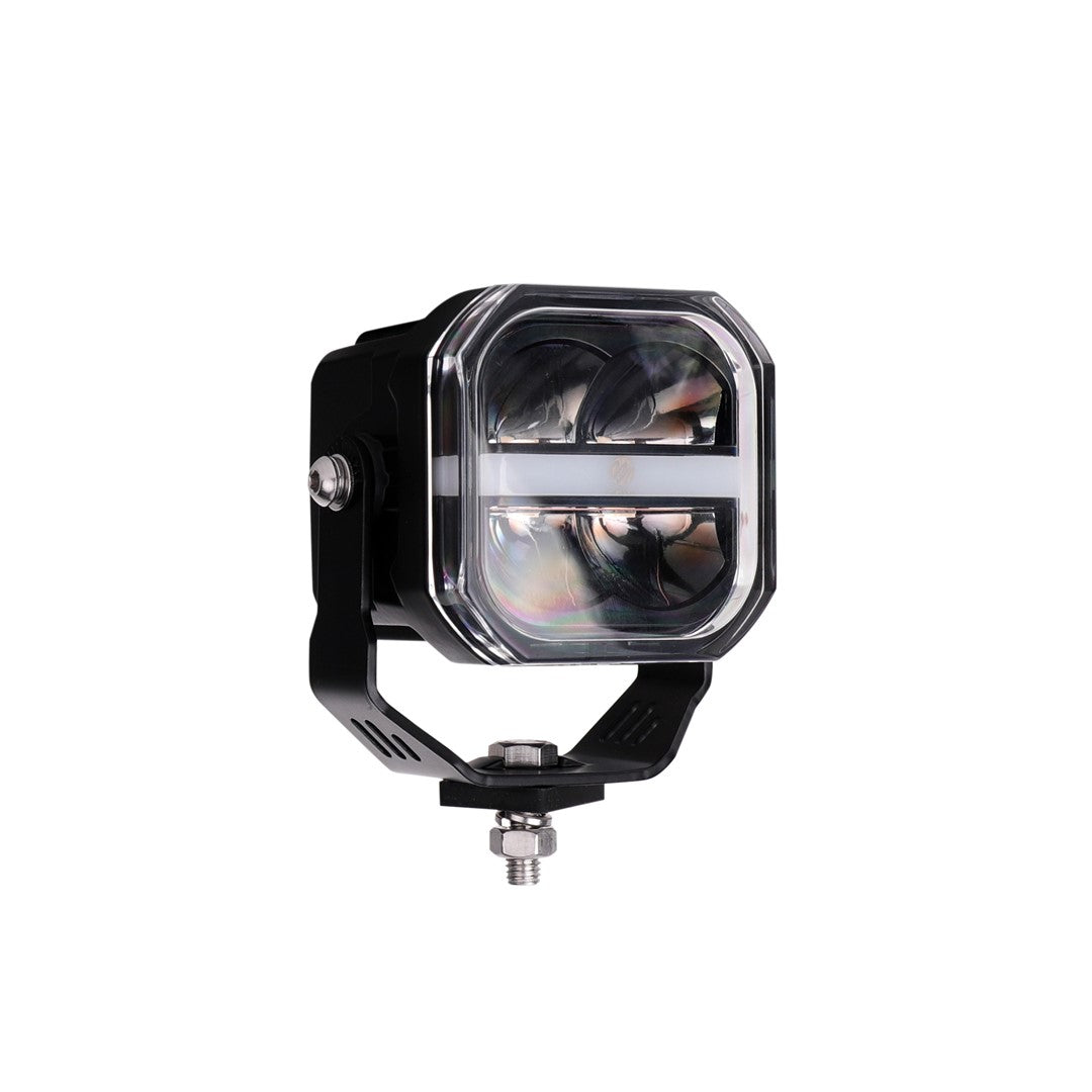 Led fog light 4" 30W 12-48V Flood light, SAE, white+amber