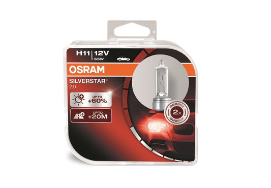 Halogenlampe OSRAM SILVERSTAR H11 12V 55W +60% Duo