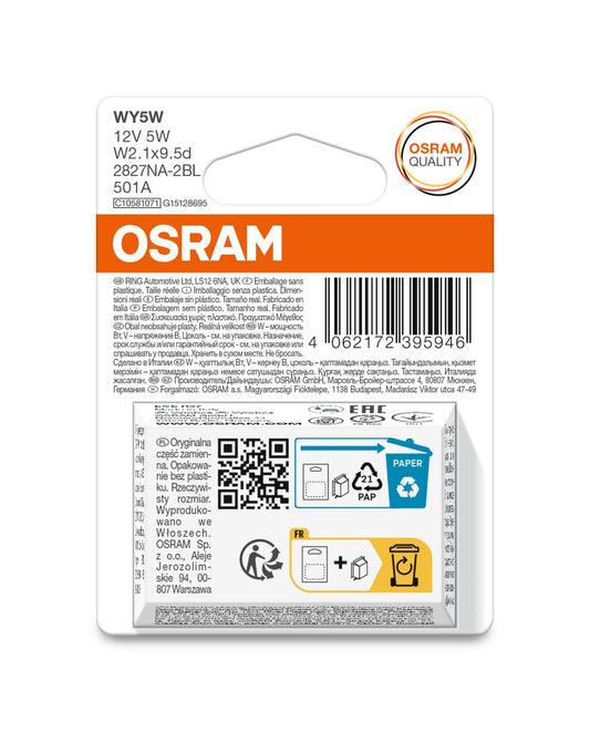 OSRAM ORIGINAL 2827NA-2BL WY5W W1,2x8,5d 12V 5W