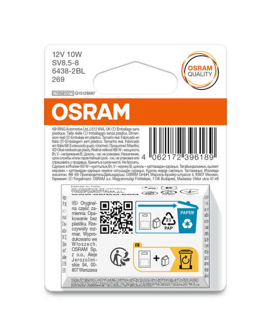 OSRAM ORIGINAL 6438-2BL no ECE SV8,5-8 12V 10W