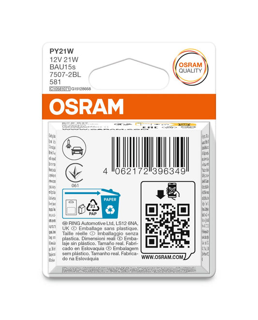 OSRAM ORIGINAL 7507-2BL PY21W BAU15s 12V 21W