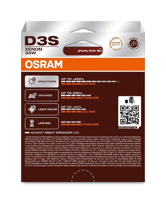 OSRAM NIGHT BREAKER LASER XENARC GEN2 66340XN2-2HB D3S Pk32d-5 42V 35W