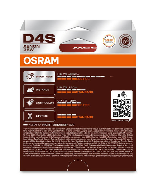 OSRAM NIGHT BREAKER LASER XENARC GEN2 66440XN2-2HB D4S P32d-5 42V 35W