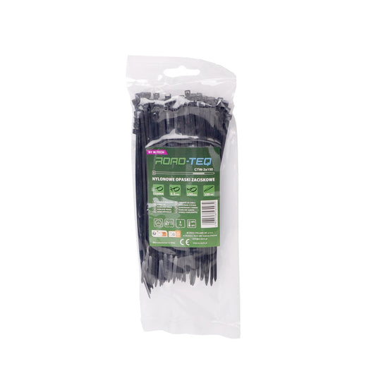 Nylon-Kabelbinder ROAD-TEQ Größe:2,5x150mm, 100 Stk. schwarz