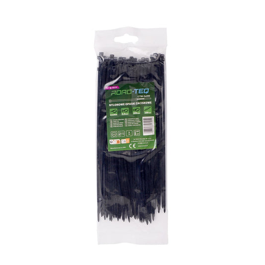Nylon-Kabelbinder ROAD-TEQ Größe:2,5x200mm, 100 Stk. schwarz