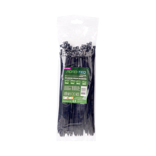 Nylon-Kabelbinder ROAD-TEQ Größe: 3,6x200mm, 100 Stk. schwarz