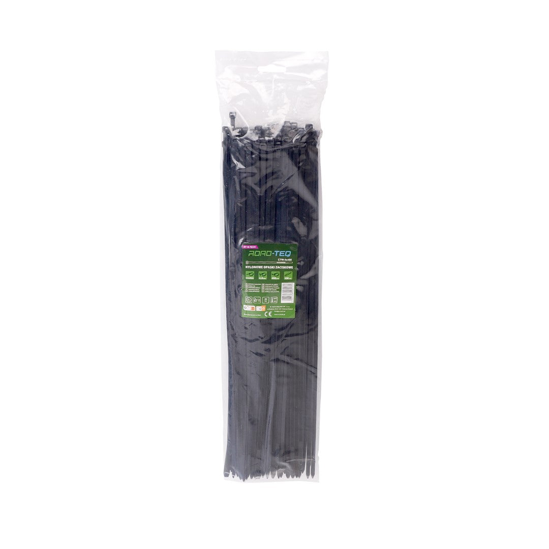 Nylon-Kabelbinder ROAD-TEQ Größe: 4,8x400mm, 100 Stk. schwarz