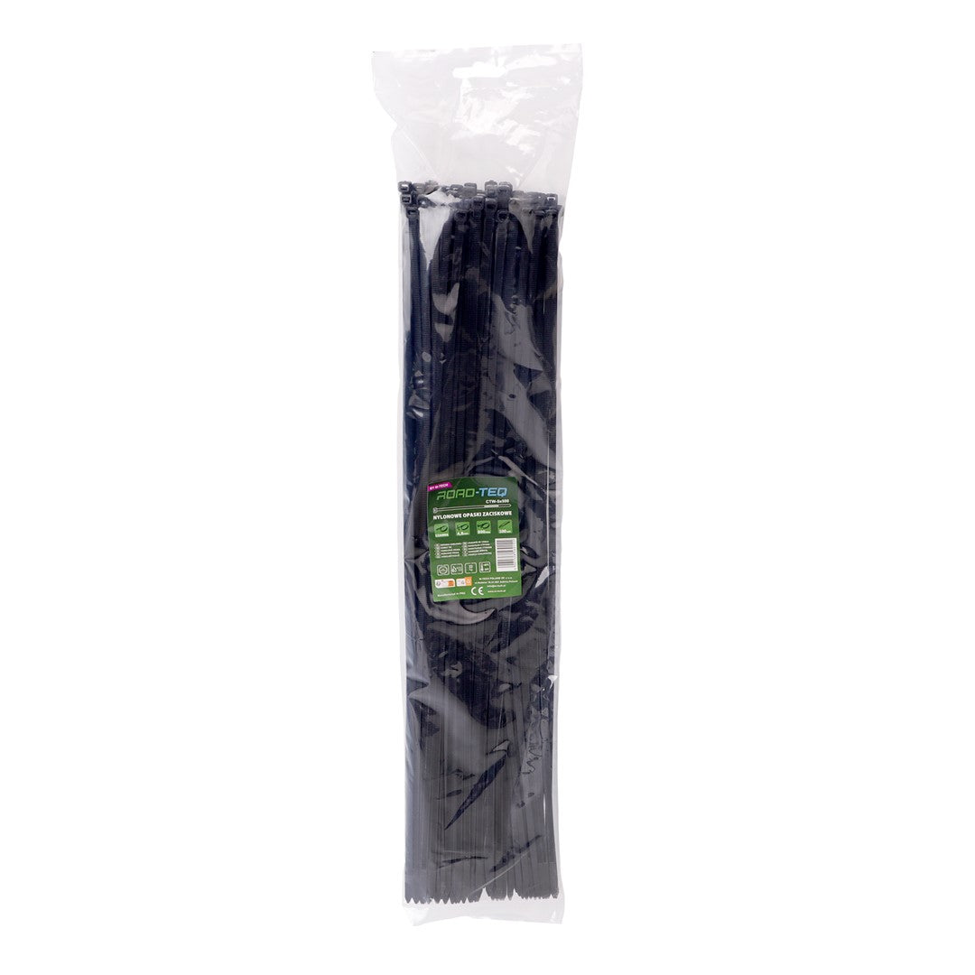 Nylon-Kabelbinder ROAD-TEQ Größe: 4,8x500mm, 100 Stk. schwarz