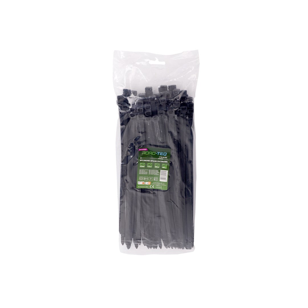 Nylon-Kabelbinder ROAD-TEQ Größe: 7,6x300mm, 100 Stk. schwarz