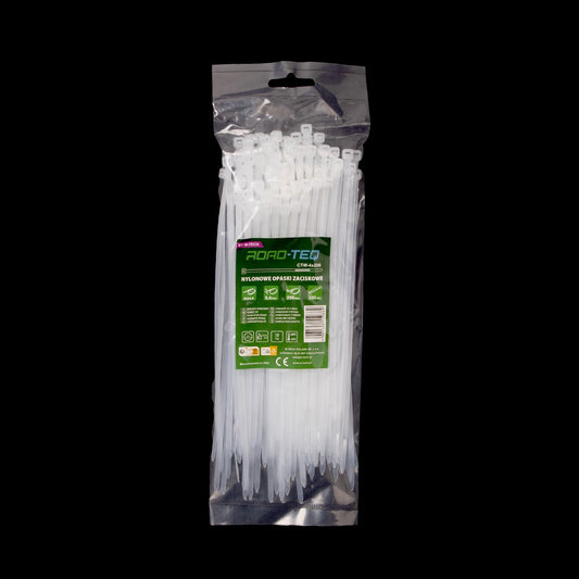 Nylon-Kabelbinder ROAD-TEQ Größe: 3,6x200mm, 100 Stk. weiß