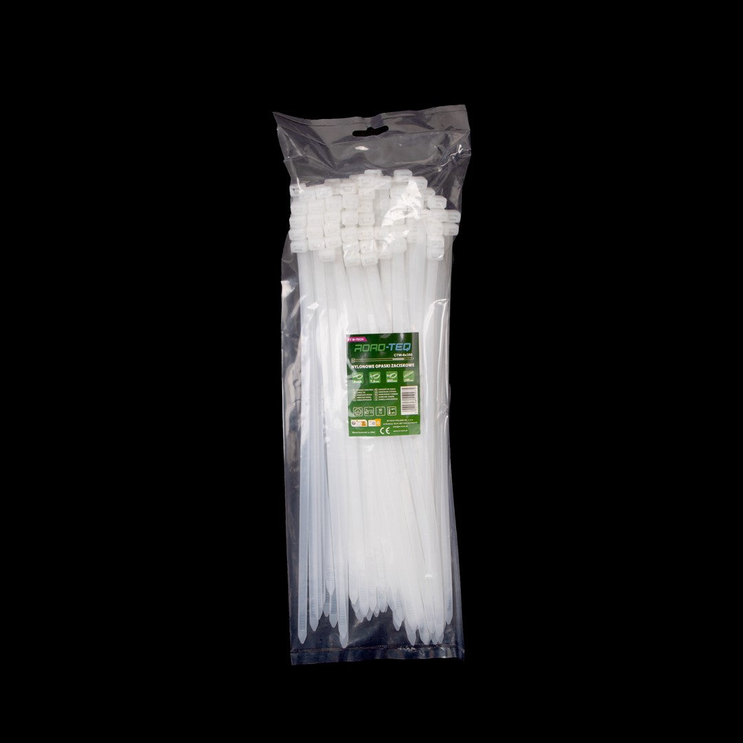 Nylon-Kabelbinder ROAD-TEQ Größe: 7,6x350mm, 100 Stk. weiß