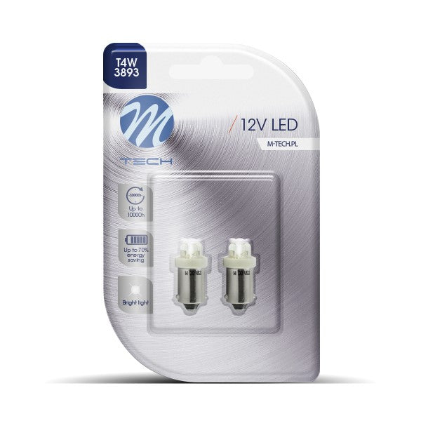 Blister 2x Diode LED L013 - BA9s 4LED 3mm Weiß 12V