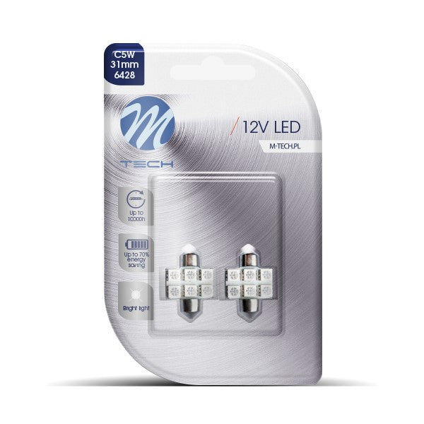 Blister 2x Diode LED L027 - C5W 31mm 6xSMD5050 Blau 12V
