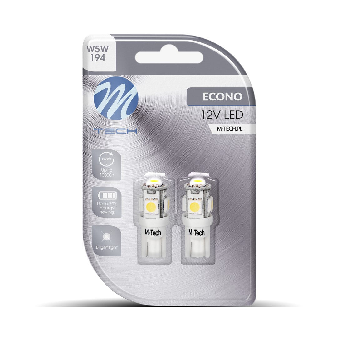 Blister 2x Diode LED L054 - W5W 5xSMD5050 Weiß 12V
