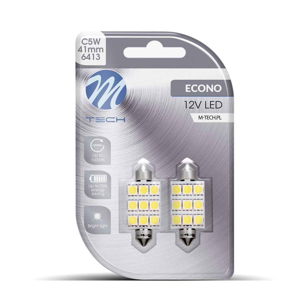 Blister 2x Diode LED L059 - C5W 41mm 9xSMD5050 Weiß 12V