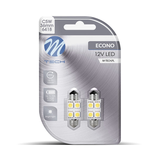 Blister 2x Diode LED L072 - C5W 36mm 4xSMD5050 Weiß 12V