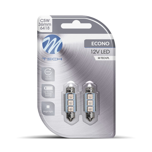 Blister 2x M-TECH Econo LB310B - C5W 36mm, 3xSMD5050 LED, 12V CANBUS, , Blau