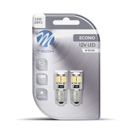 Blister 2x M-TECH Econo LB314W - BA9s, 4xSMD5050 LED, 12V, CANBUS, Weiß