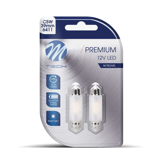 Dioda M-TECH Premium LB362W - C5W 39mm, 12V 2xSMD2835, CANBUS, White