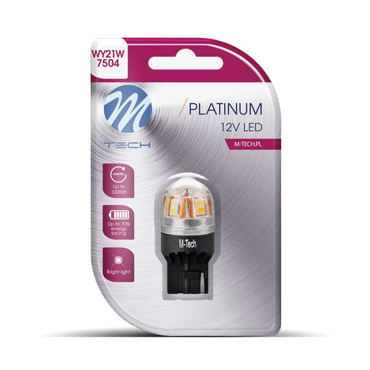 Blister M-TECH Platinum LB828Y-01B - T20 W21W, 12-24V 15x2835SMD, CANBUS, Amber