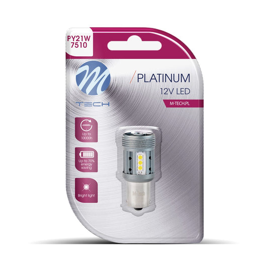 Blister M-TECH Platinum LB852Y-01B - 1156 PY21W, 12-24V 1x Dioda LED 12x3030SMD, CANBUS, Amber