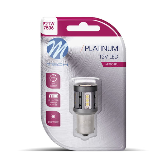 Blister M-TECH Platinum LB861W-01B - 1156 BA15s P21W, 15x3030SMD LED, 12-24V CANBUS, White