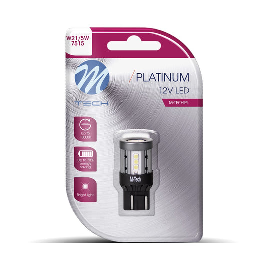 Blister M-TECH Platinum LB865W-01B - T20 7443 W21/5W, 15x3030SMD LED, 12-24V CANBUS, White